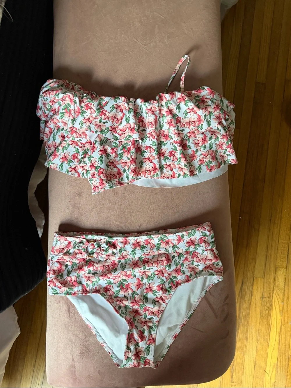 Janie and Jack Pink Floral Ruffle Bandeau Bikini Set